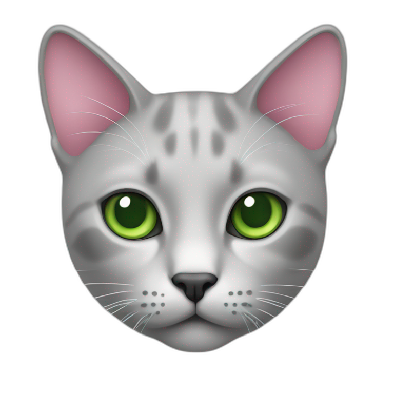 Cat-light-grey-with-green-eyes-pink-nose emoji