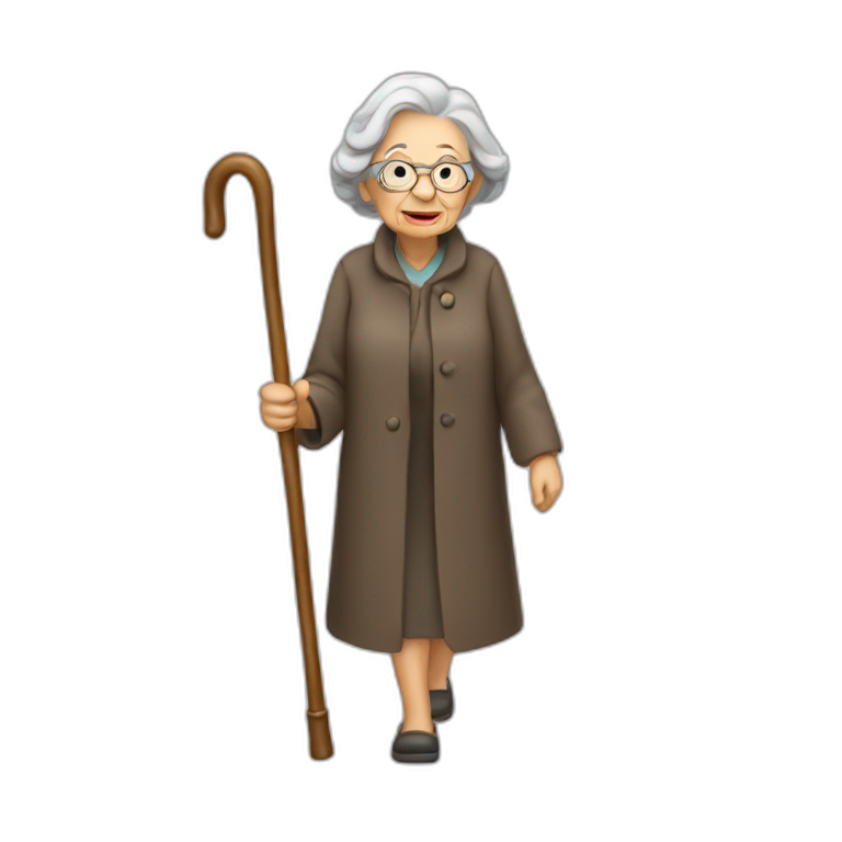 Old woman walking cane emoji