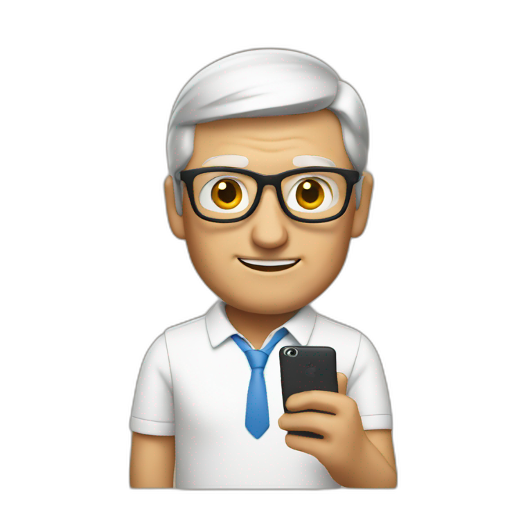 tim cook using a android phone emoji