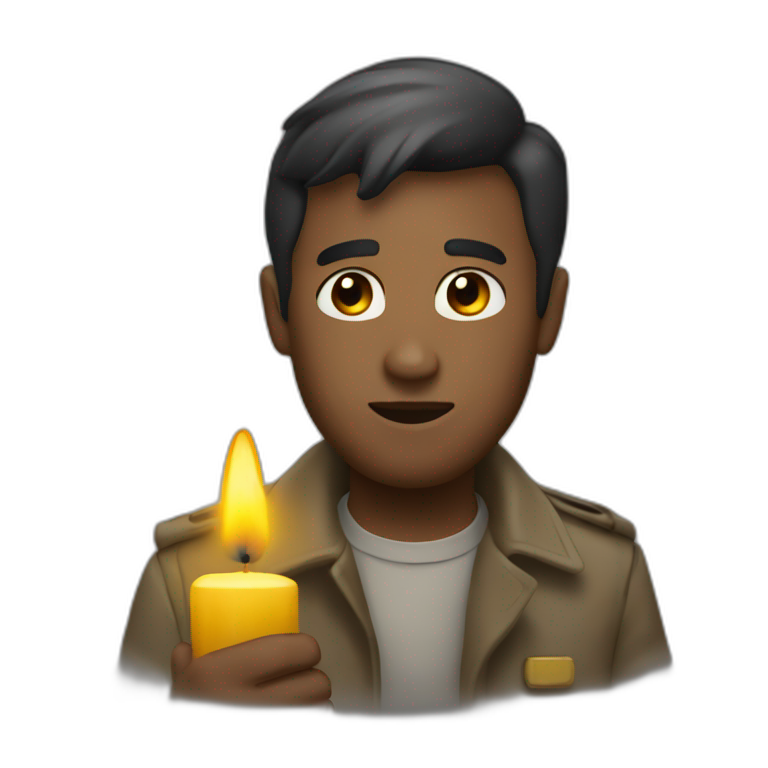 The guy with the trench candle in his hands emoji
