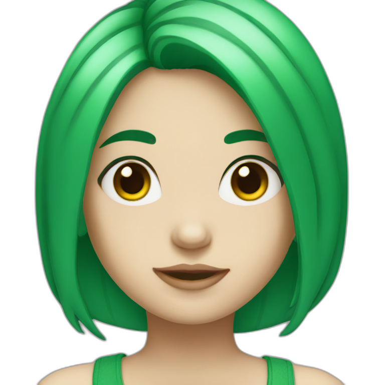 Girl with green hair green eyes and white skin emoji