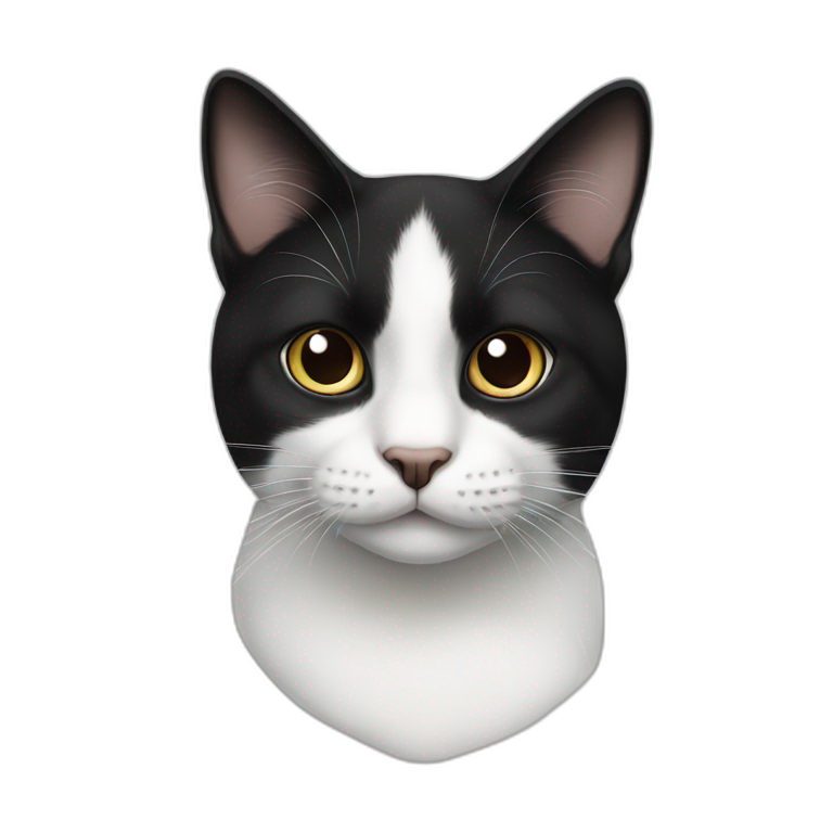 Black and white Cat with black spot near the nose emoji