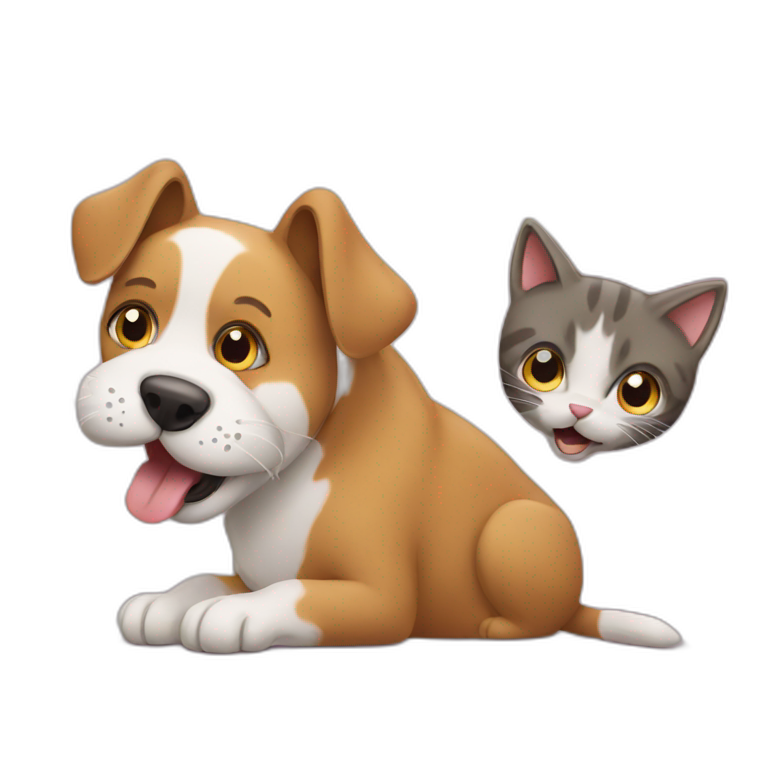 dog and cat eating emoji
