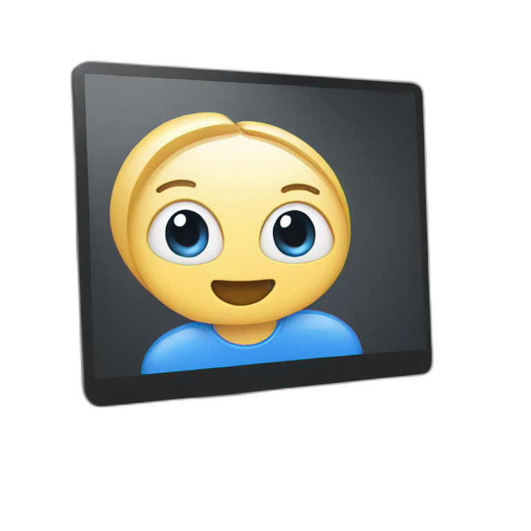 computer with the video call on the screen emoji