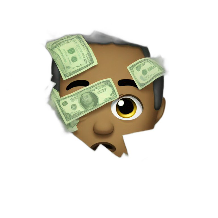 Crying with dollar bills emoji