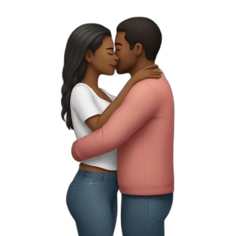 Straight Couple passionate kiss + hug emoji