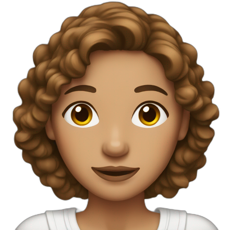 Woman ruffled brown hair emoji