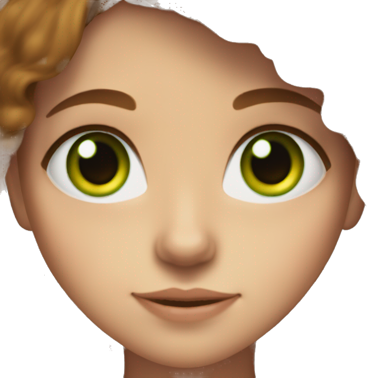 girl with brown hair, green eyes, freckles and is pretty emoji