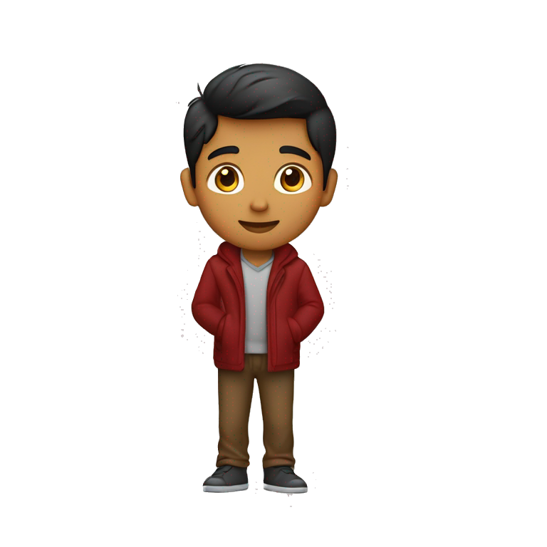 A indian brown boy wearing dark red coat pant and putted his one led on another and sitted on a sofa and foldind his arms and looking sidewards emoji