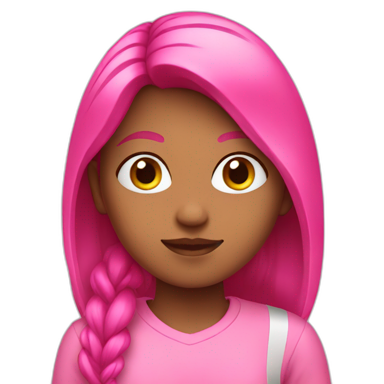 A girl wearing pink emoji