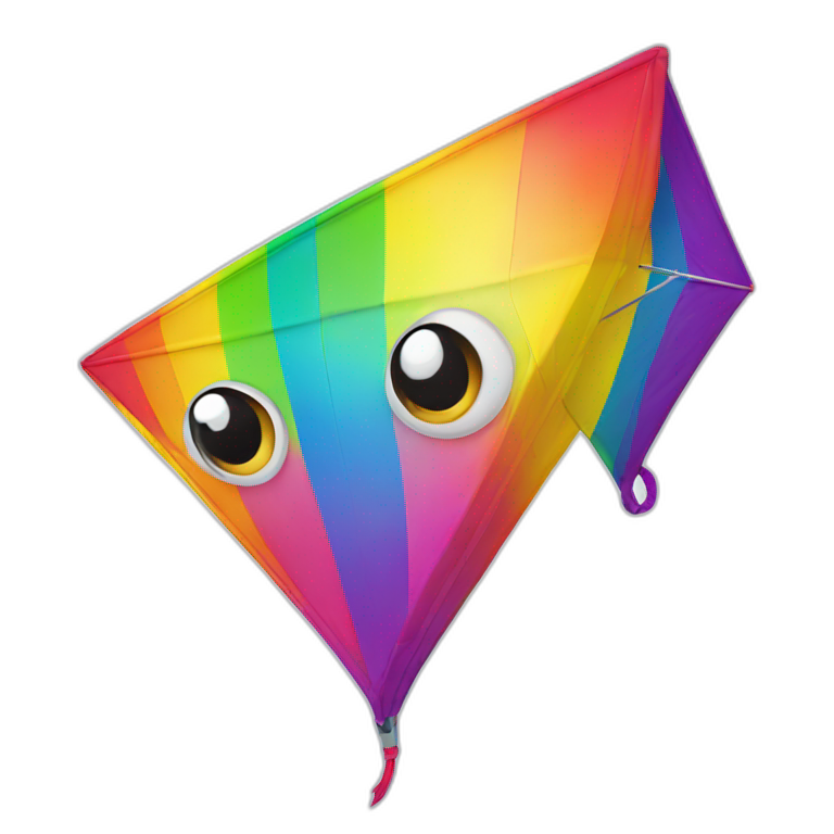   Rainbow kite with eyes and mouth and smile emoji