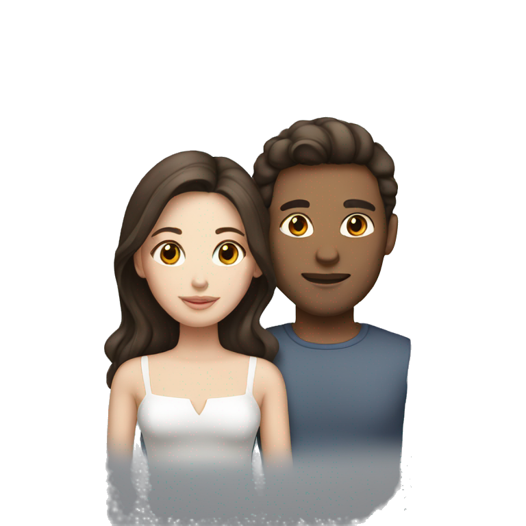 Brunette Couple with white skin emoji