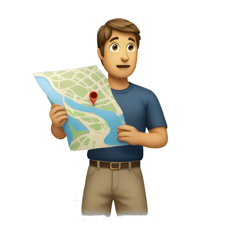 confused person holding map emoji