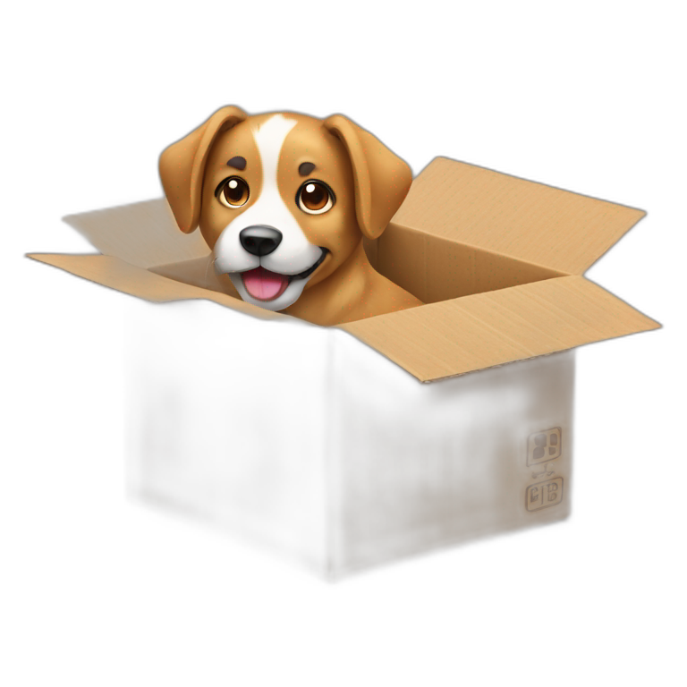 dog in cardboard box emoji