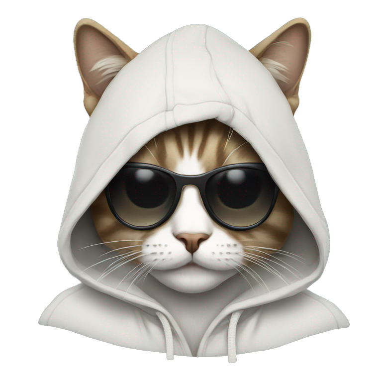 Cat with sunglasses and hoodie emoji