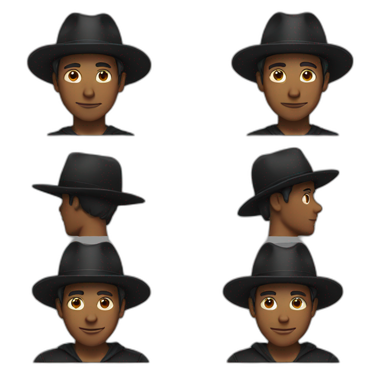 men with black hat emoji