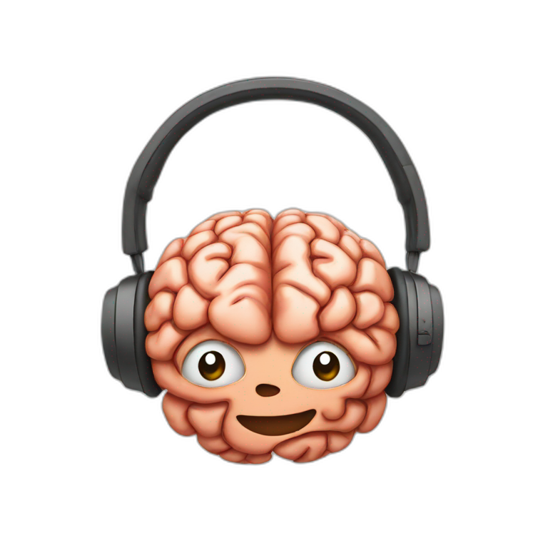 brain headphones happy emoji