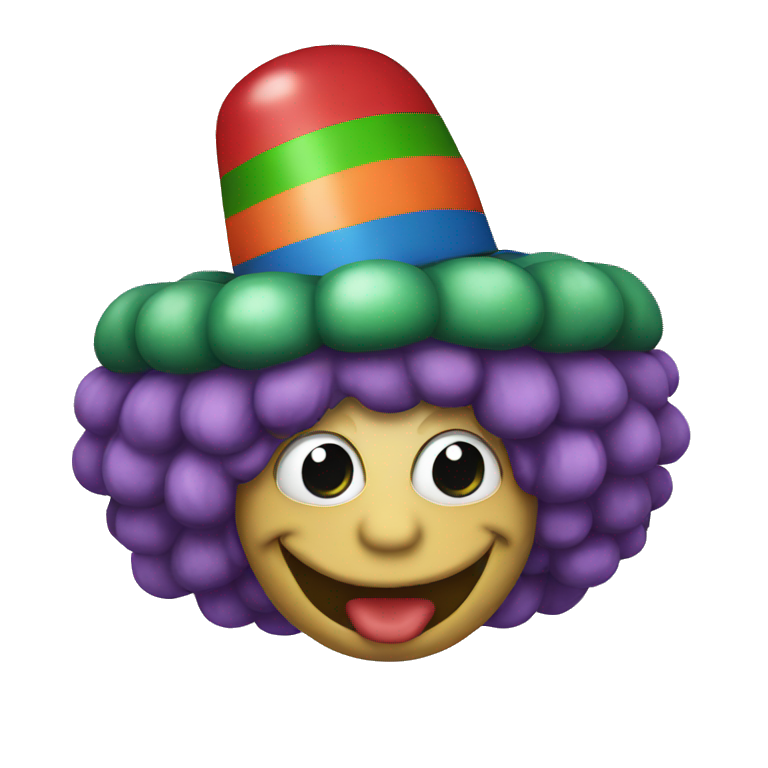 Snake wearing a clown wig emoji