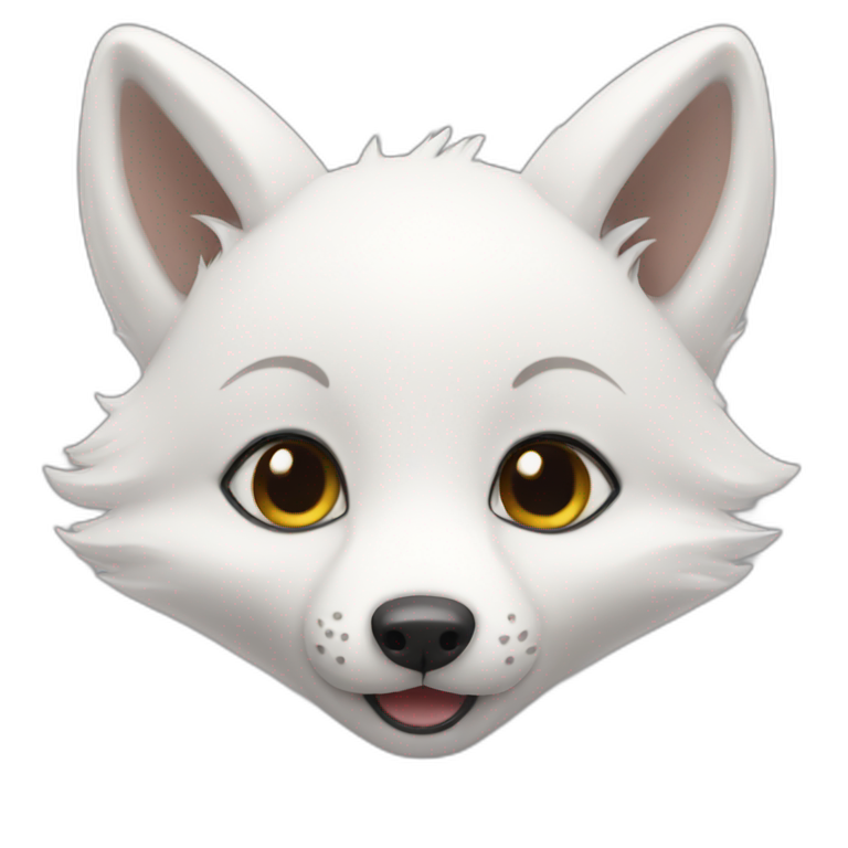 White baby fox happy emoji