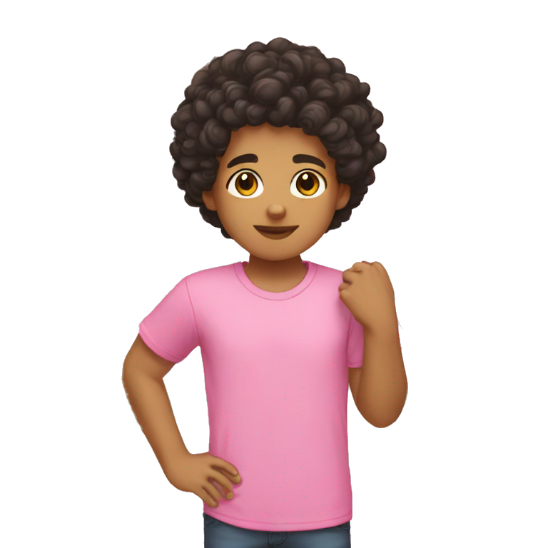 lightskin boy pink shirt short dark curly hair emoji