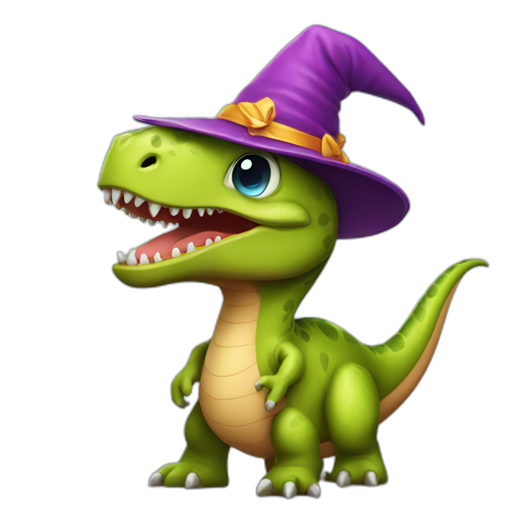dinosaur with wizard hat emoji