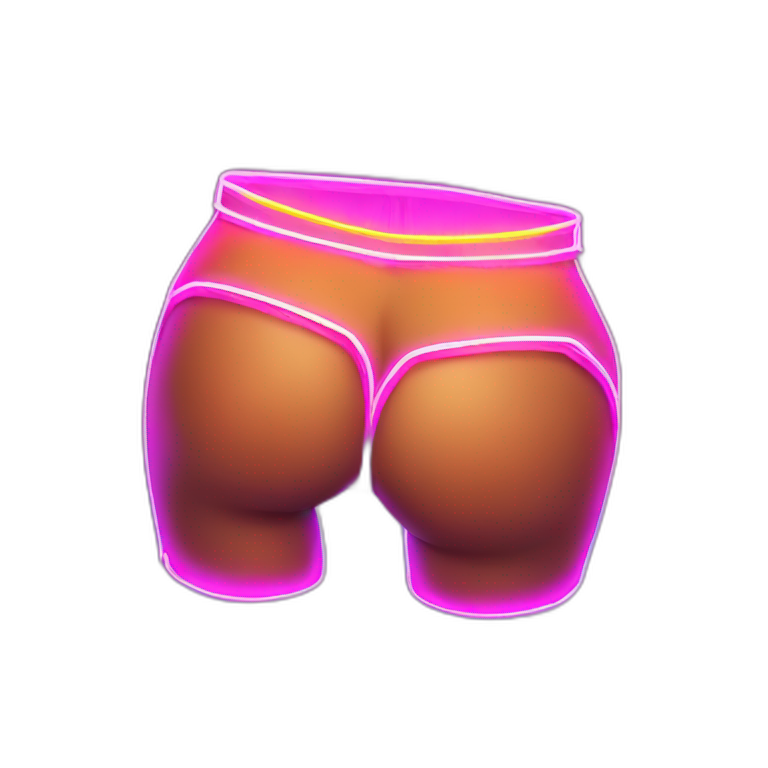 Juicy booty neon sign style emoji