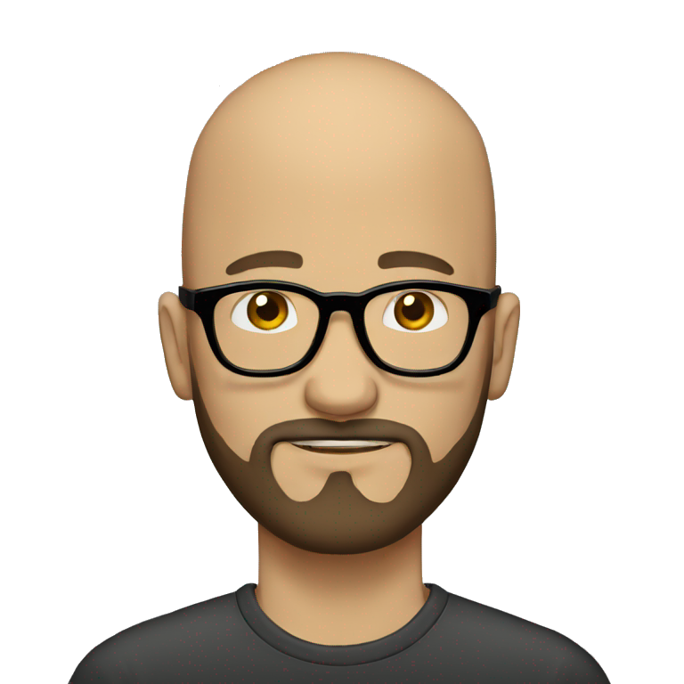 bald man with brown beard and hipster glasses emoji