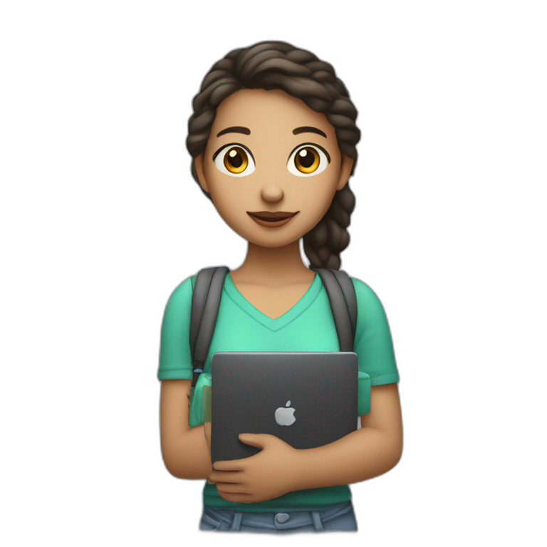 IT light skin girl student holding laptop emoji