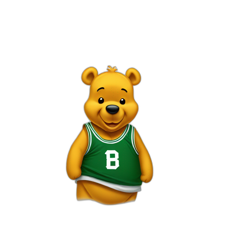 Winnie-the-Pooh wearing boston celtics jerssey emoji