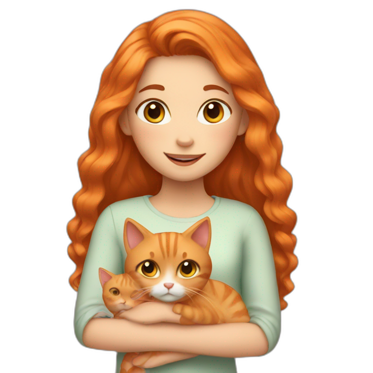 Girl with two ginger cats emoji