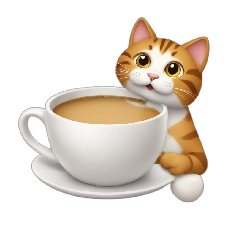 Cat drinking coffee emoji