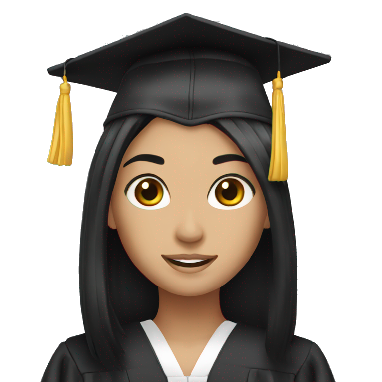 graduation long black hair emoji