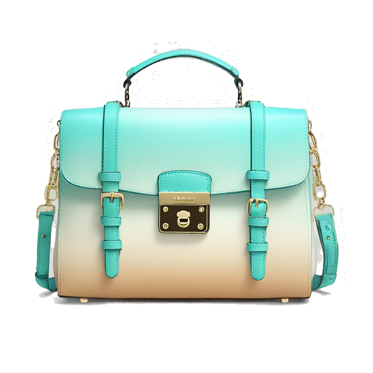 Realistic cream to pastel tiffany blue ombre michael kors satchel purse. emoji AI Emoji Generator