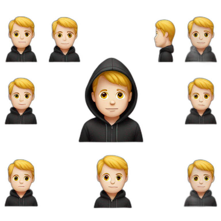 White boy with black hoddie emoji