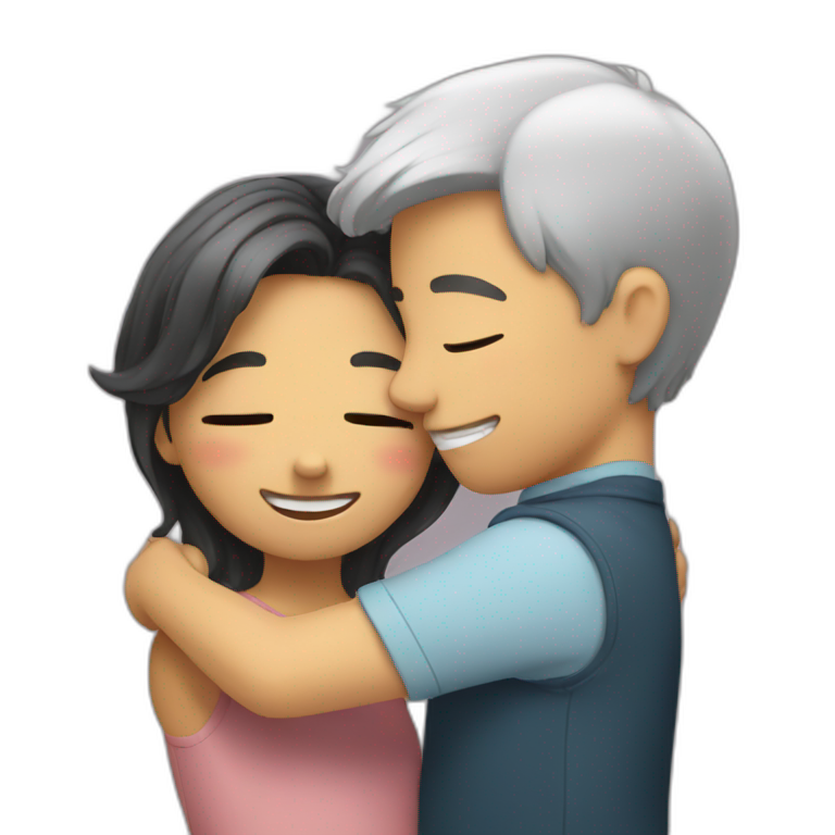 Hug and blush  emoji