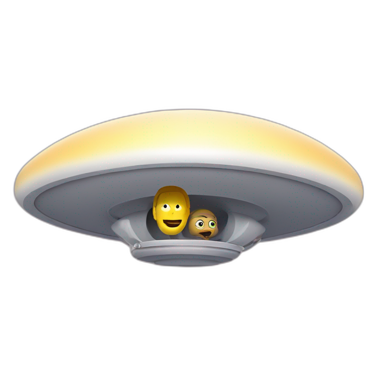 lebowski in a flying saucer with an alien emoji