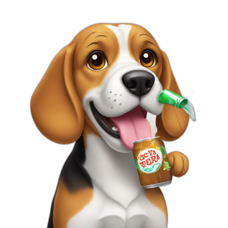 Beagle drinking soda emoji