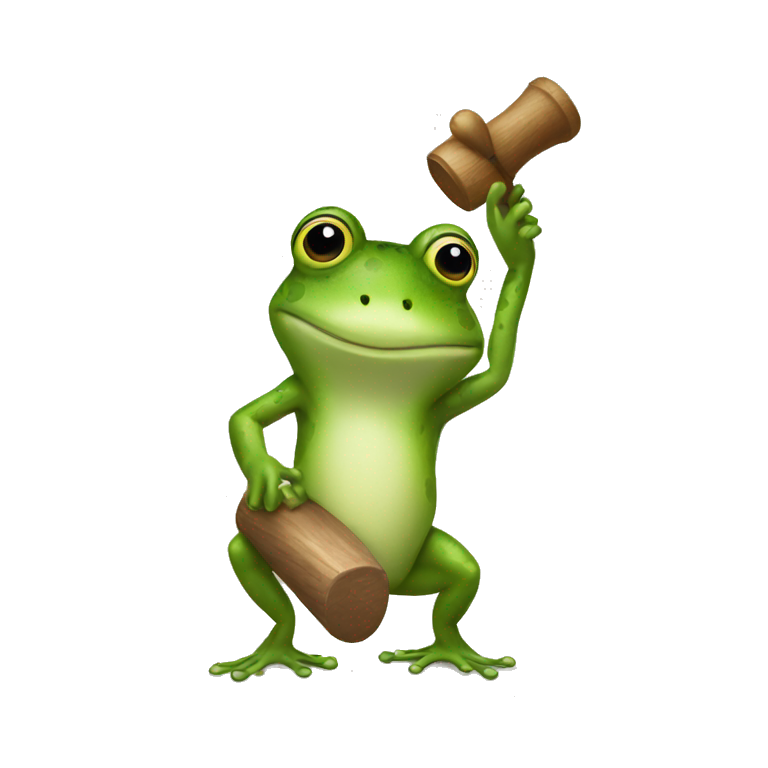 Frog holding a mallet emoji