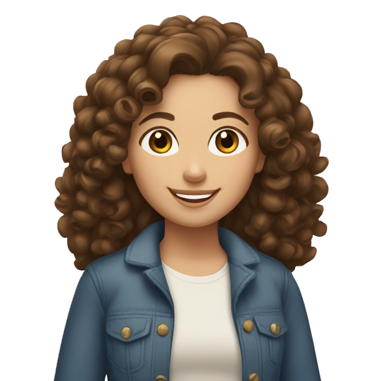 brunette mom with curly hair and white daughter with long brown curly hair smiling  emoji