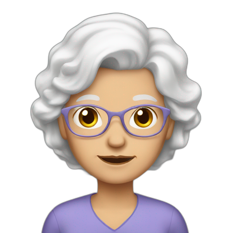 Grandma long white hair emoji