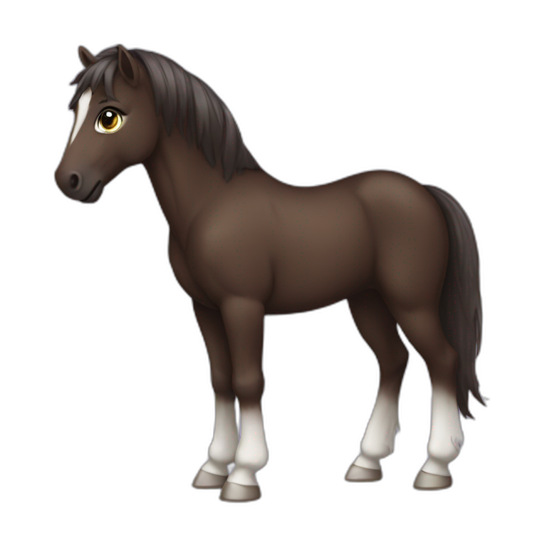 Pony  dark brown full body emoji