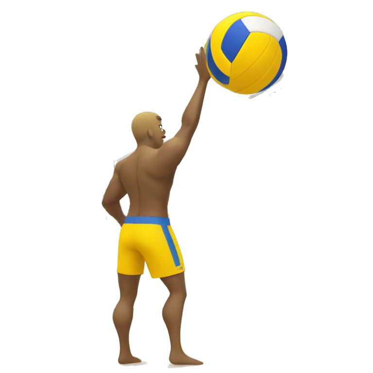 Yellow Man in shorts  passing a beach volleyball emoji