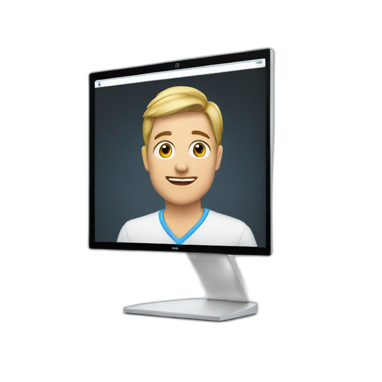 monitor with the video call on the screen emoji