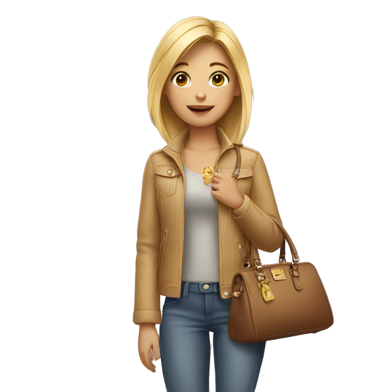 girl with purse in her hand pays emoji