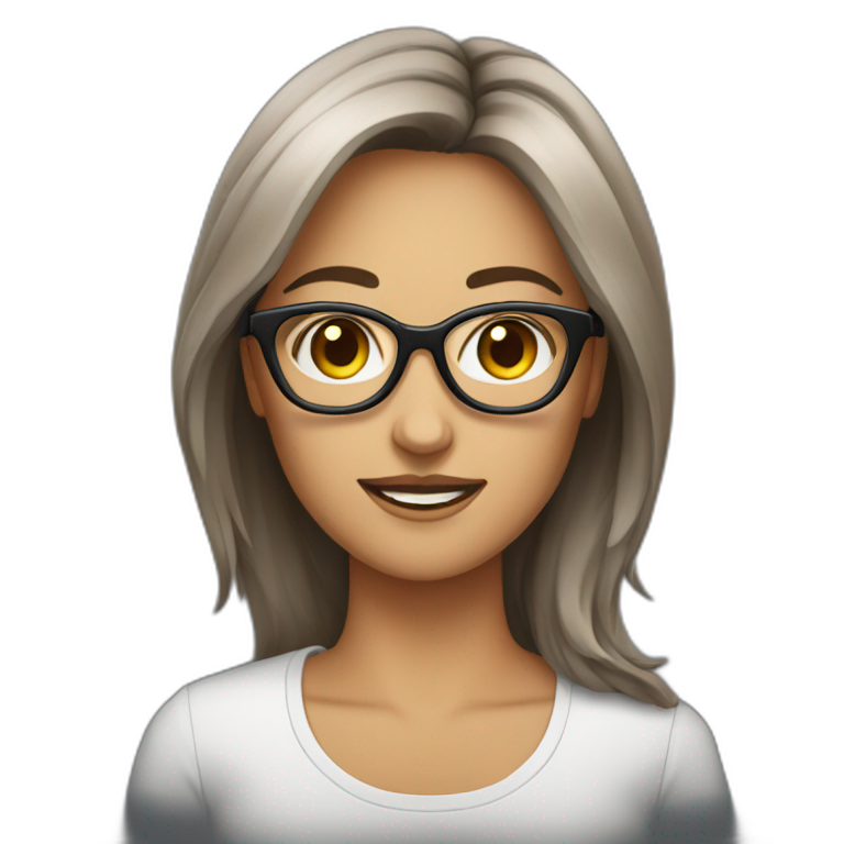 Femme brune avec lunette emoji