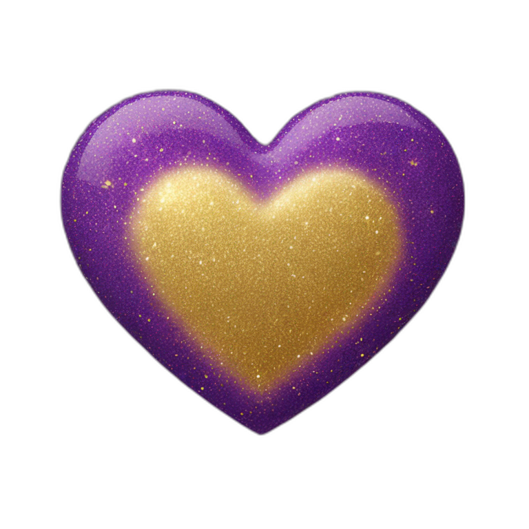 Purple and gold glitter heart emoji