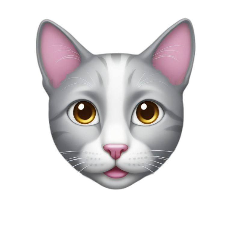 silver cat with pink nose and white spot emoji