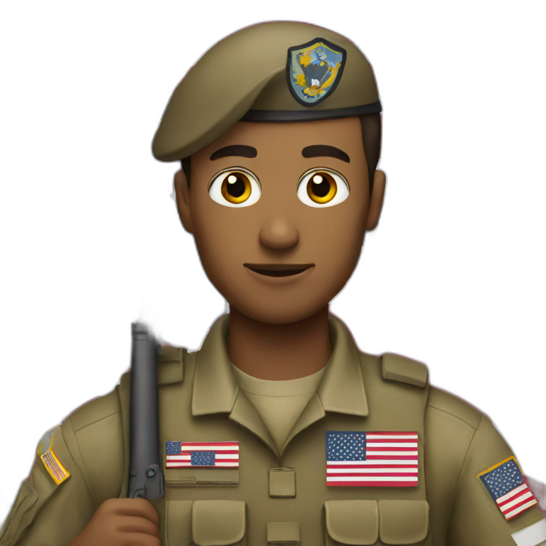 Soldier holding American flag emoji