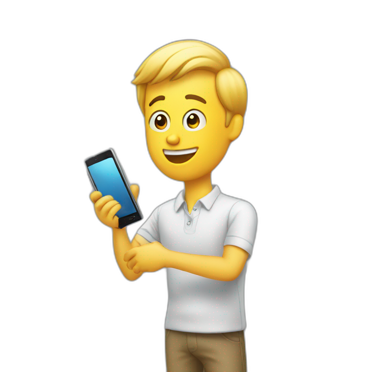 person watching cell phone happy emoji