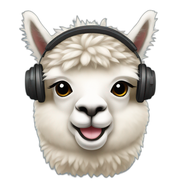 alpaca wearing headphones emoji